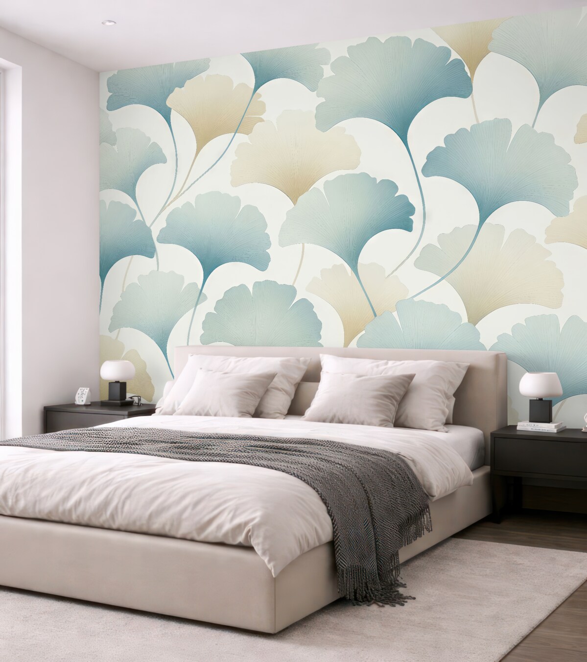 Fototapeta Liście Konga w odcieniach niebieskiego i beżowego