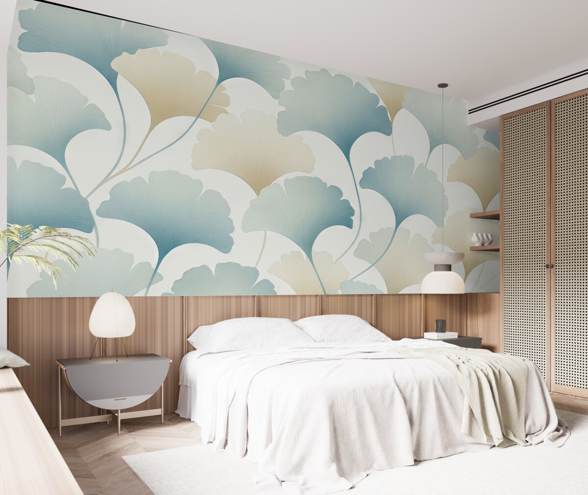 Fototapeta Liście Konga w odcieniach niebieskiego i beżowego