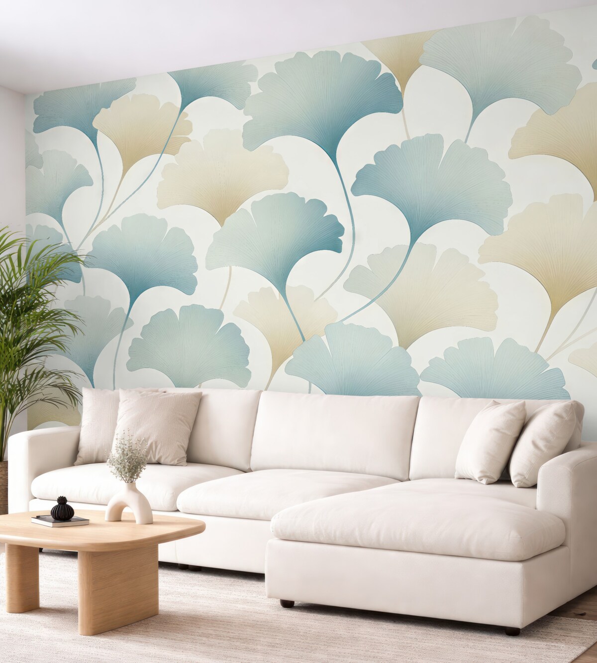 Fototapeta Liście Konga w odcieniach niebieskiego i beżowego