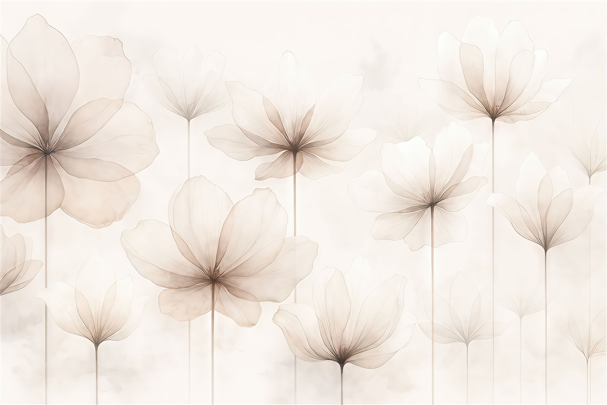 Fototapeta Subtelne przezroczyste kwiaty 3D to wiodący trend w nowoczesnym stylu art deco.