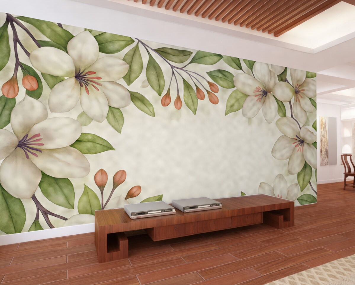 Fototapeta wielkie kwiaty magnolii na jasnym tle z fakturą