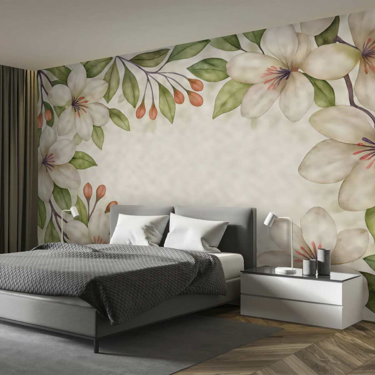 Fototapeta wielkie kwiaty magnolii na jasnym tle z fakturą