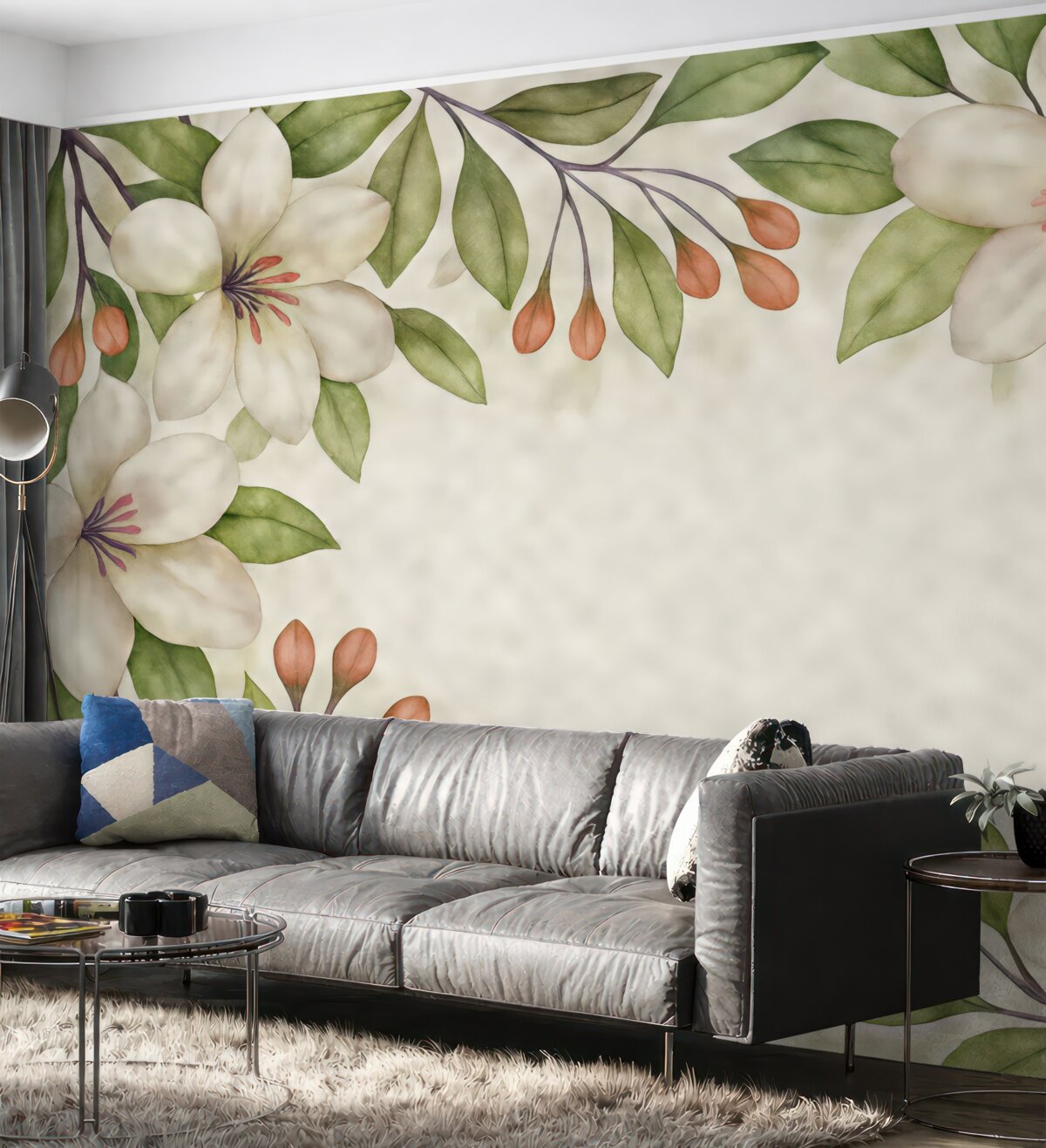 Fototapeta wielkie kwiaty magnolii na jasnym tle z fakturą