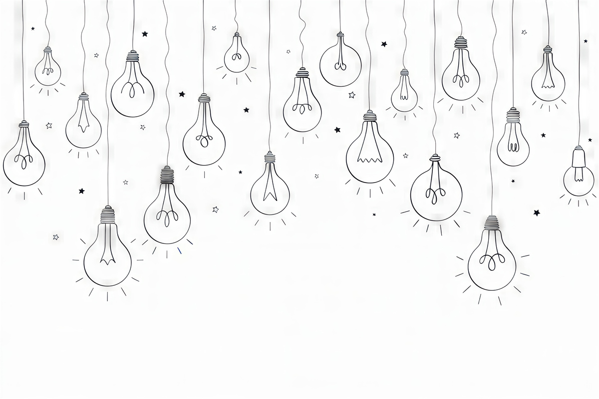 Fototapeta Ilustrowanie żarówek czarnymi kreskami.
