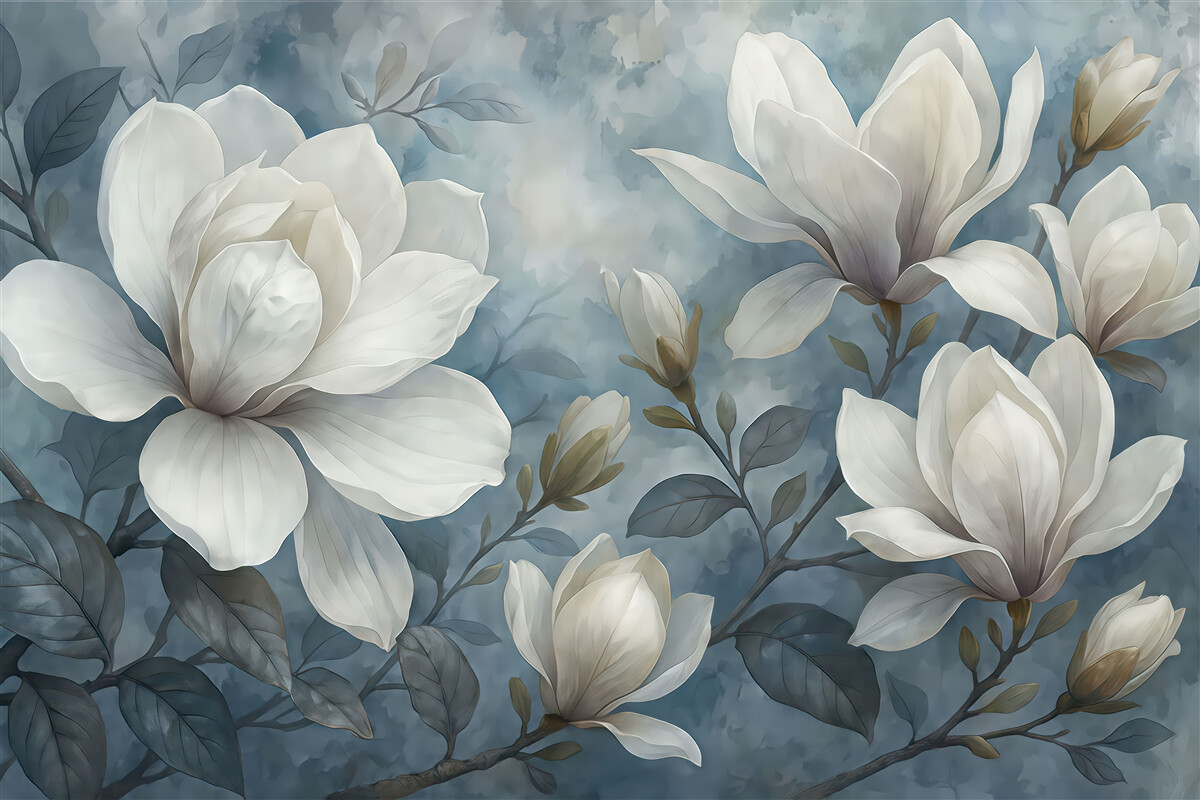 Fototapeta Białe magnolie to piękne kwiaty.