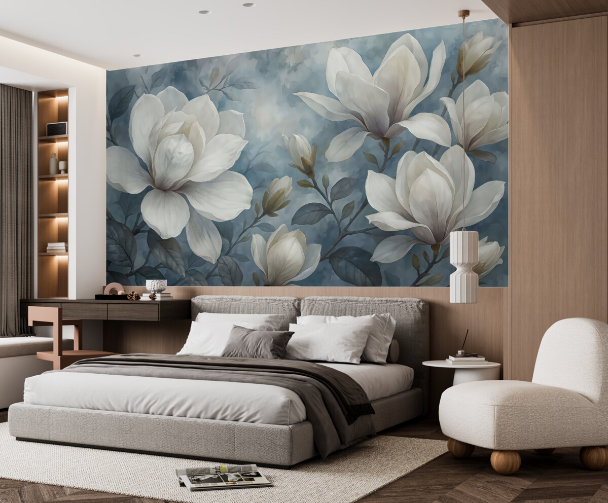 Fototapeta Białe magnolie to piękne kwiaty.