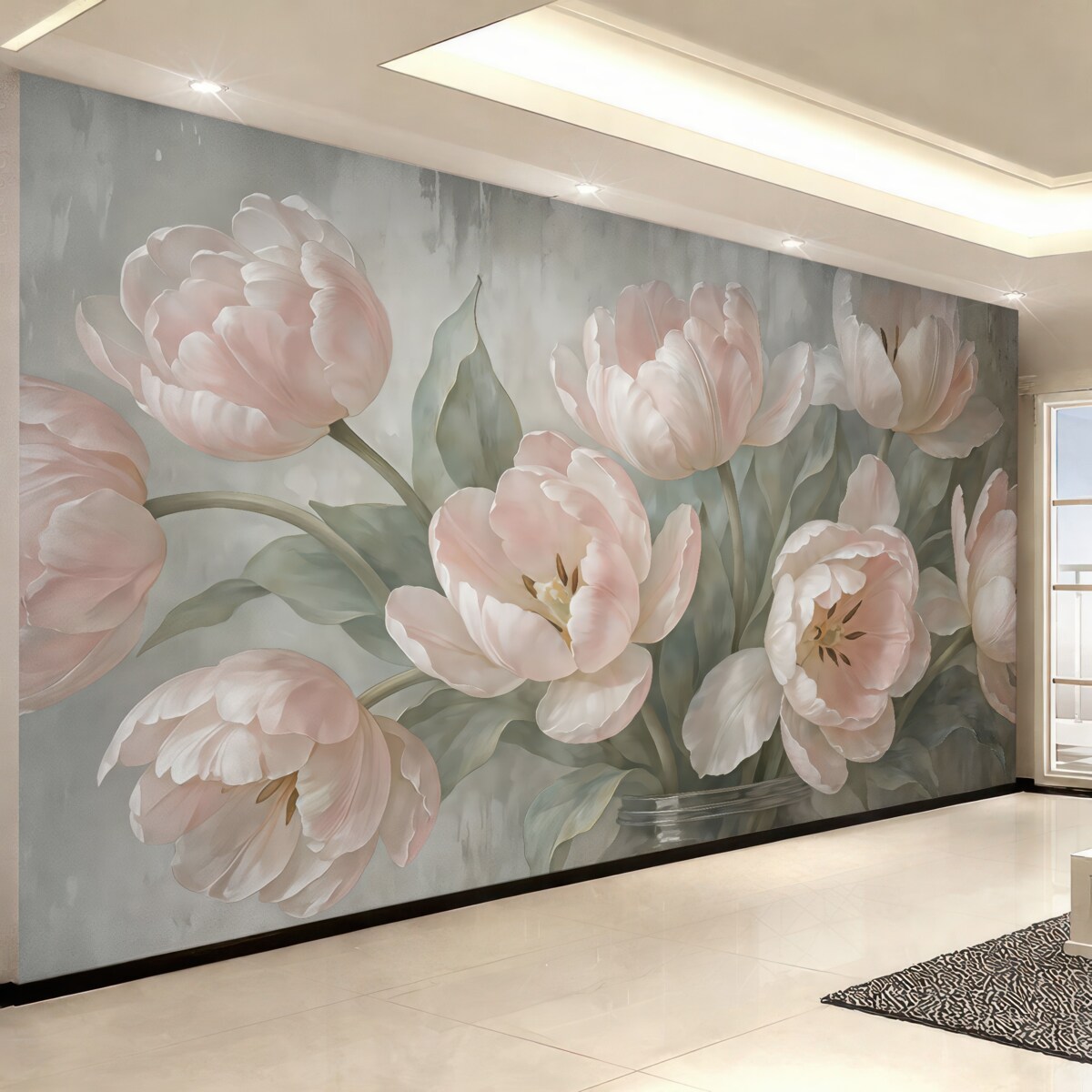 Fototapeta Tulipany w odcieniu różowym w stylu retro.