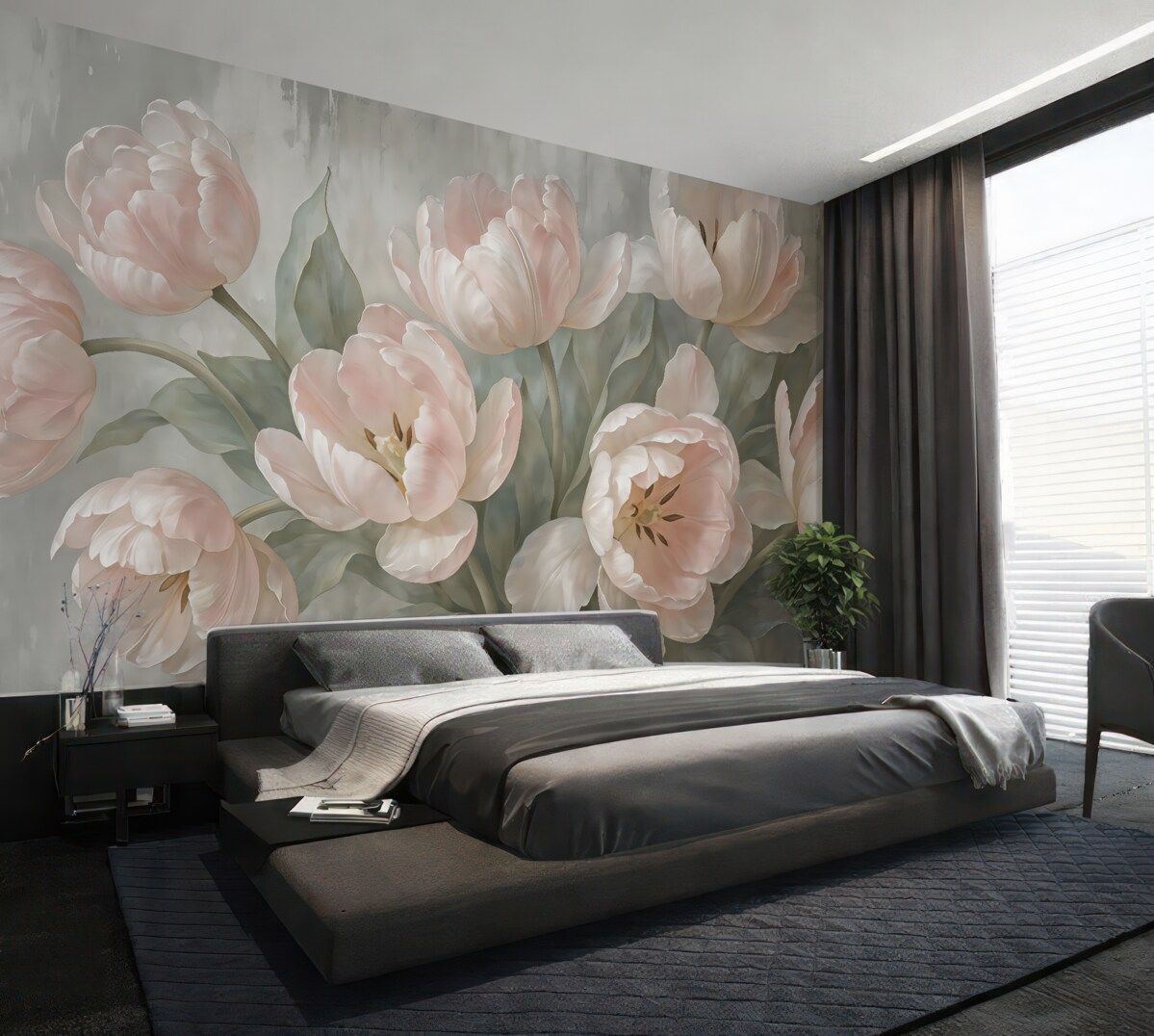 Fototapeta Tulipany w odcieniu różowym w stylu retro.