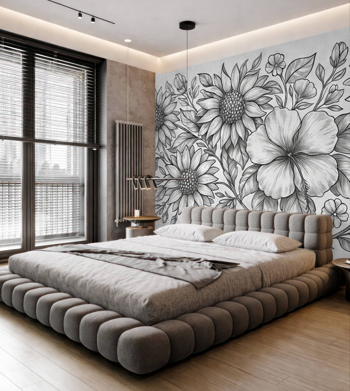 Fototapeta Kwiaty szkicowane ołówkiem.