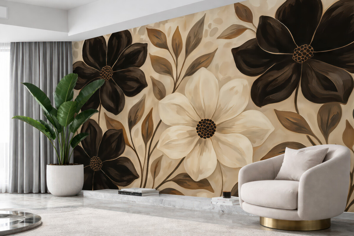 Fototapeta Kwiaty w odcieniach sepii.