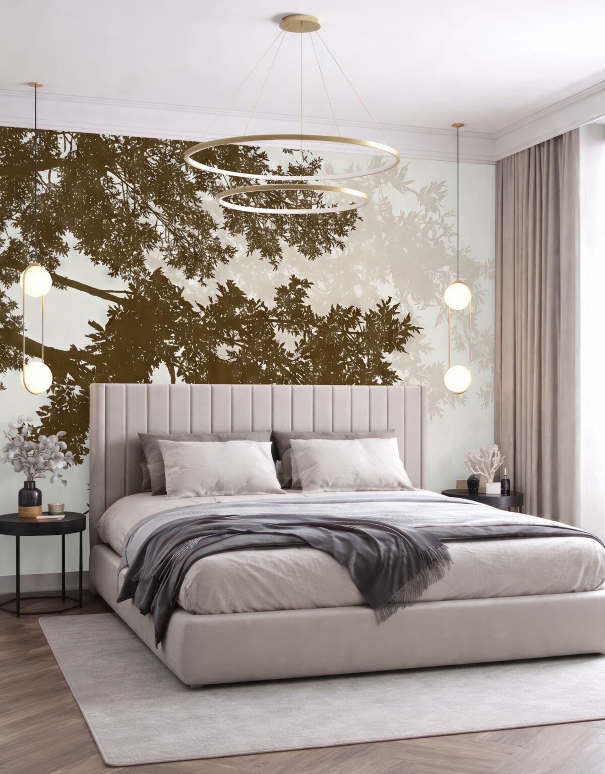 Fototapeta Sylwetki konarów drzew w tonach brązu.