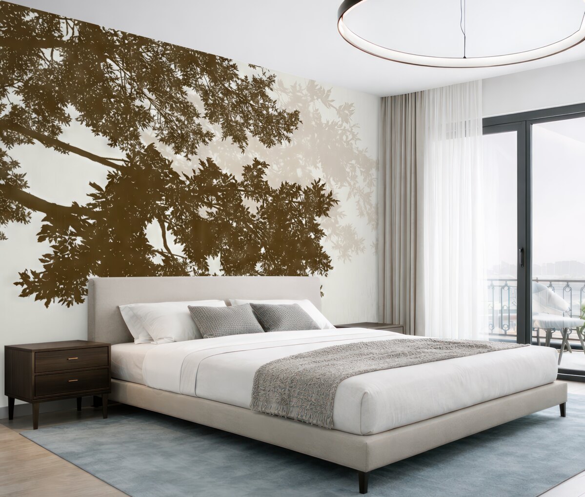 Fototapeta Sylwetki konarów drzew w tonach brązu.