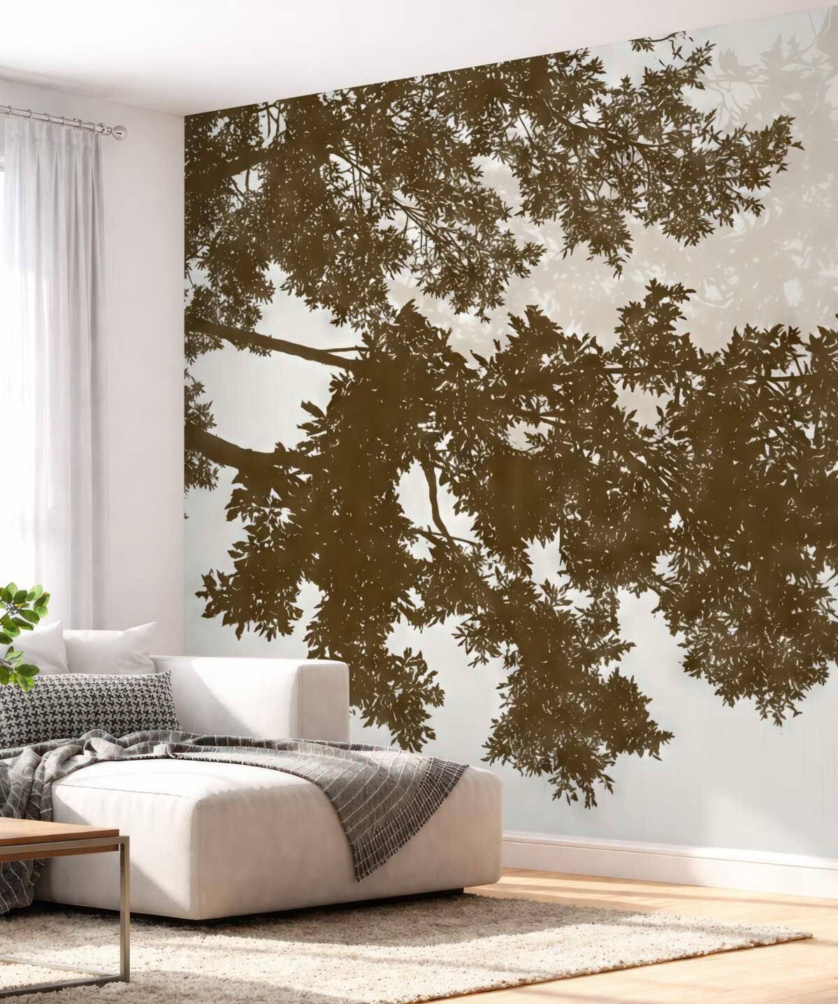 Fototapeta Sylwetki konarów drzew w tonach brązu.