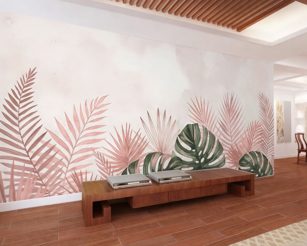 Fototapeta jasne tropikalne zielone na jasnym tle