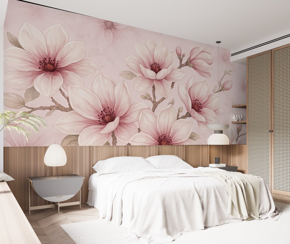 Fototapeta subtelna różowa magnolia z bliska