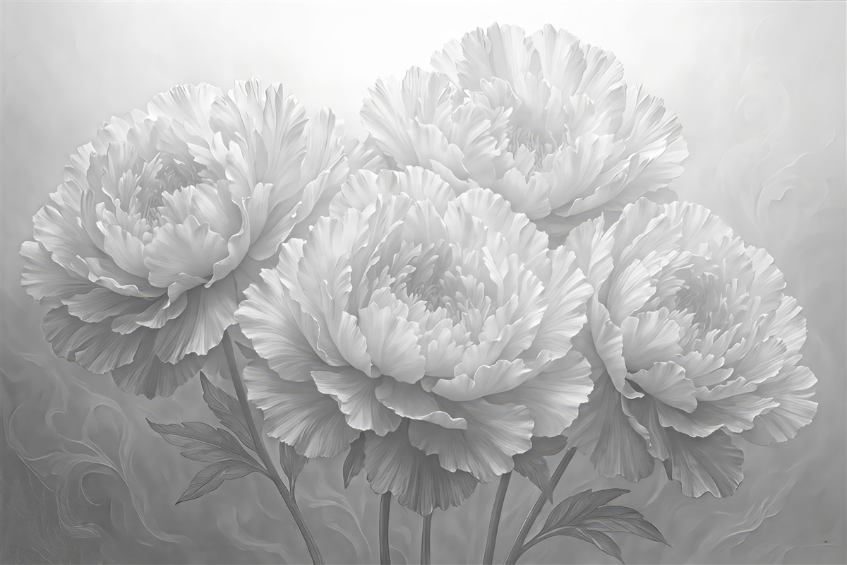 Fototapeta Piwonie w odcieniach czerni i bieli.