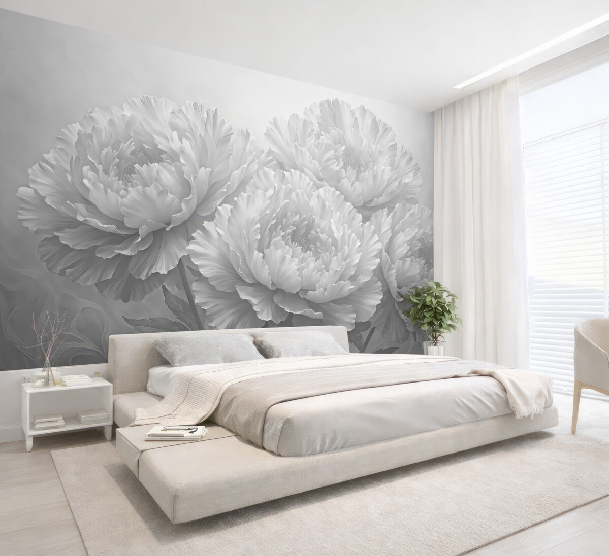 Fototapeta Piwonie w odcieniach czerni i bieli.