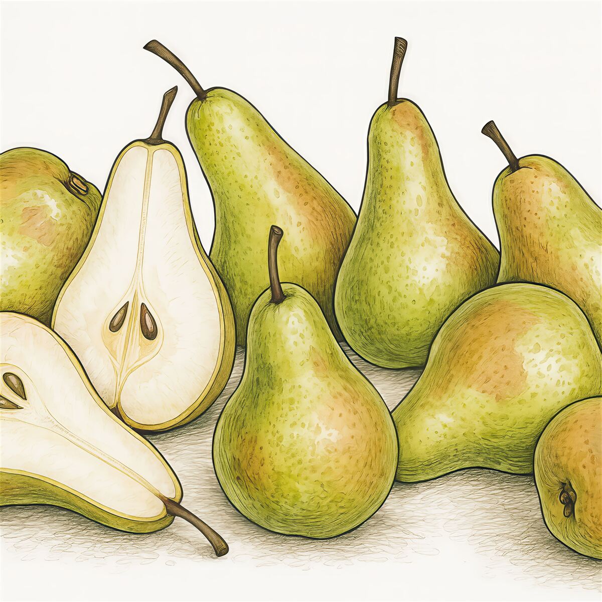 Fototapeta Malowanie gruszek liniami i kroplami.