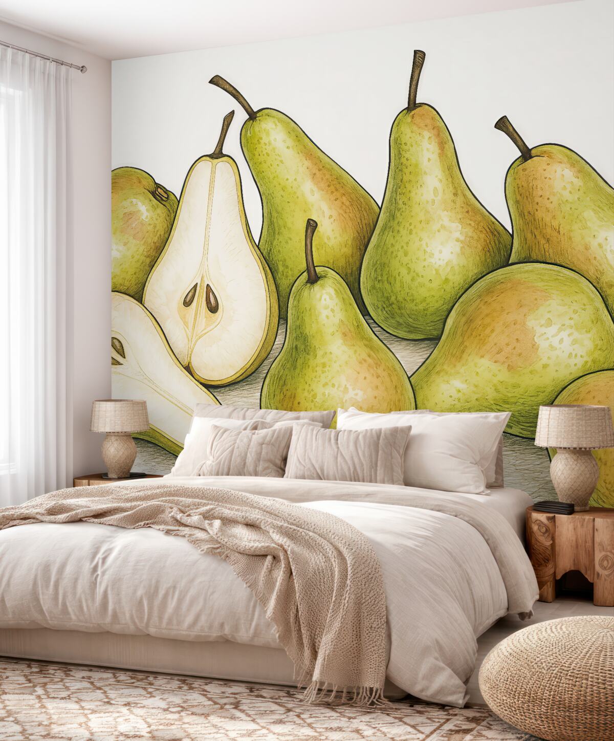 Fototapeta Malowanie gruszek liniami i kroplami.