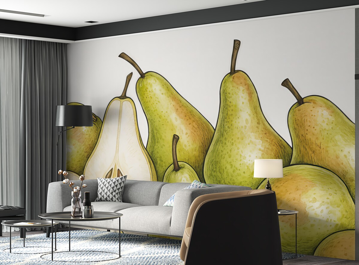 Fototapeta Malowanie gruszek liniami i kroplami.