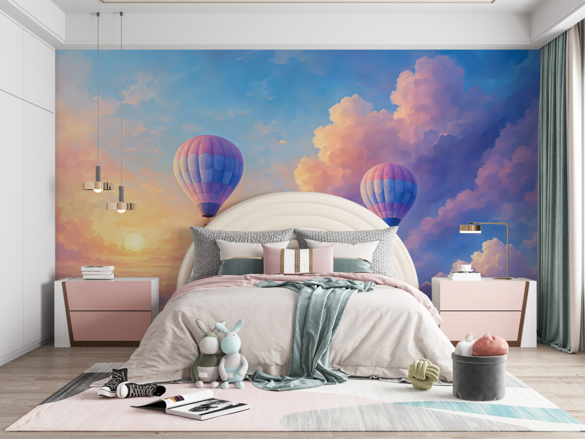 Fototapeta Jasne obłoki i baloniki.