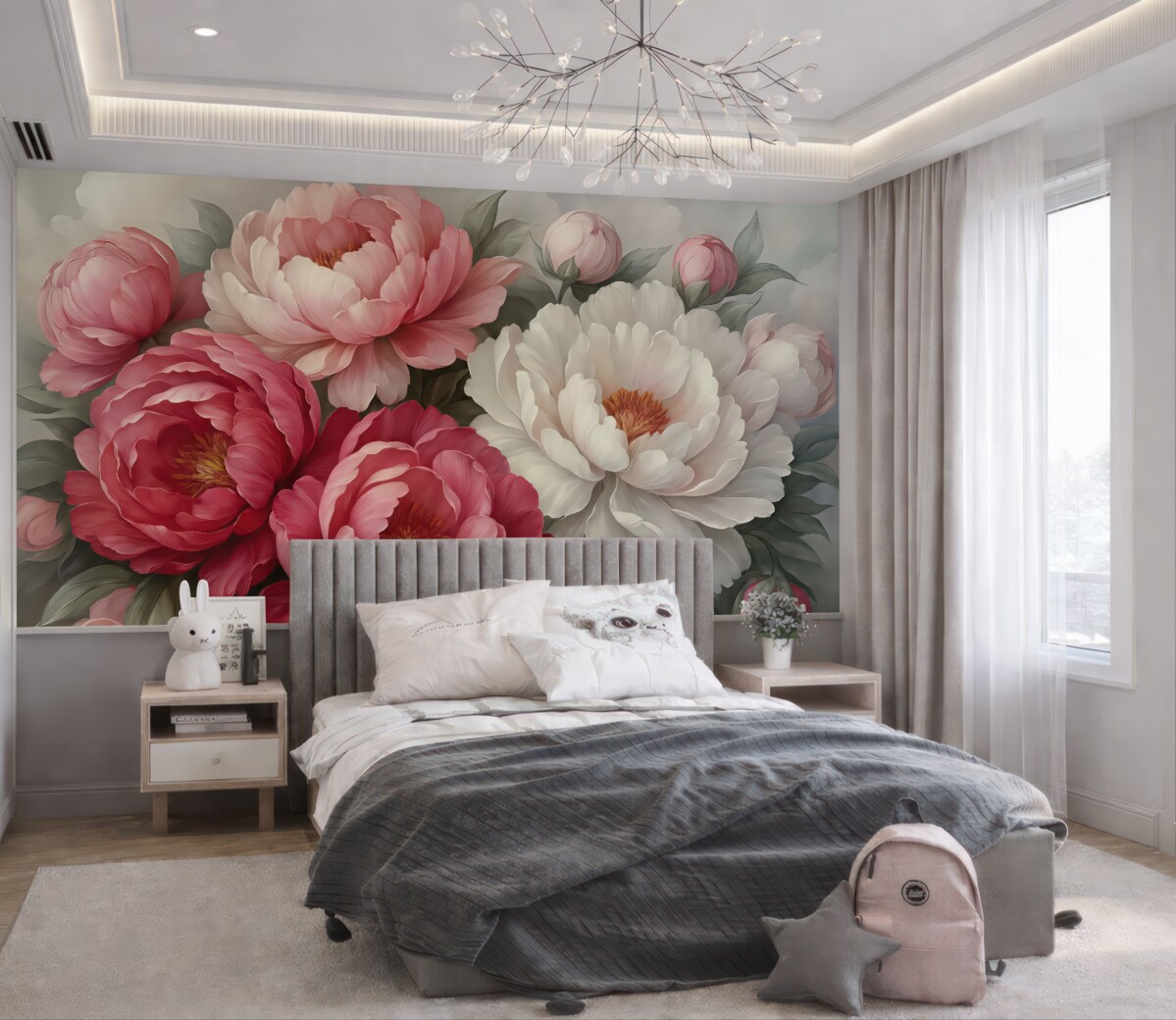 Fototapeta Rozkwitające malowane piwonie.