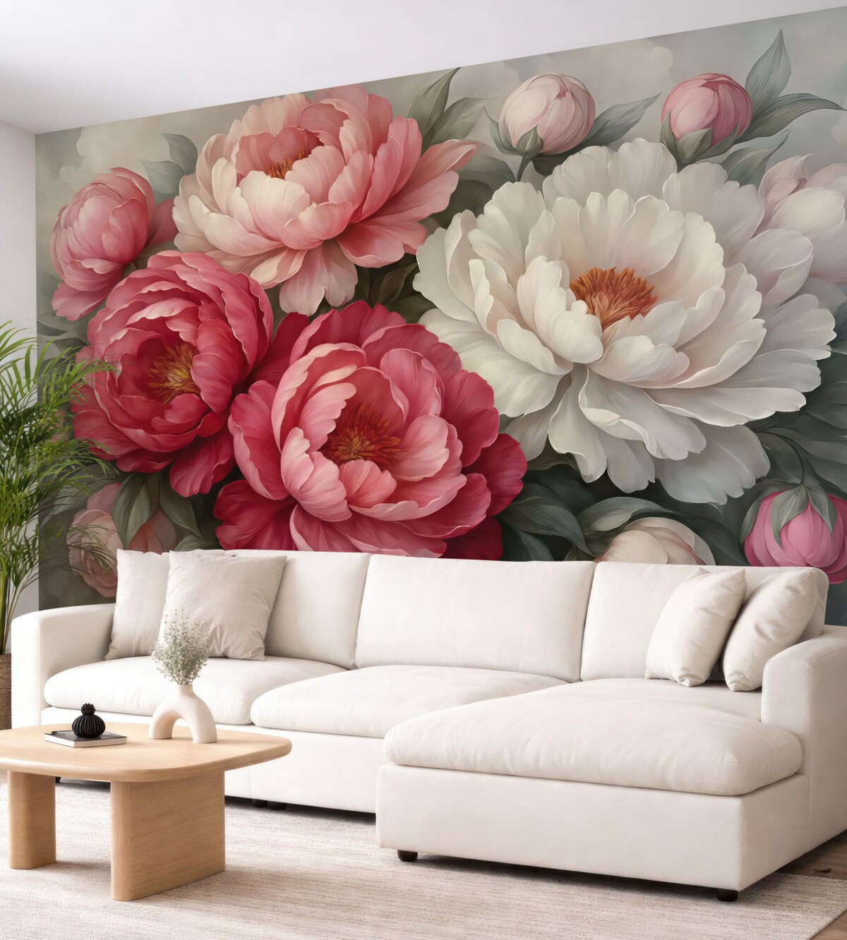 Fototapeta Rozkwitające malowane piwonie.