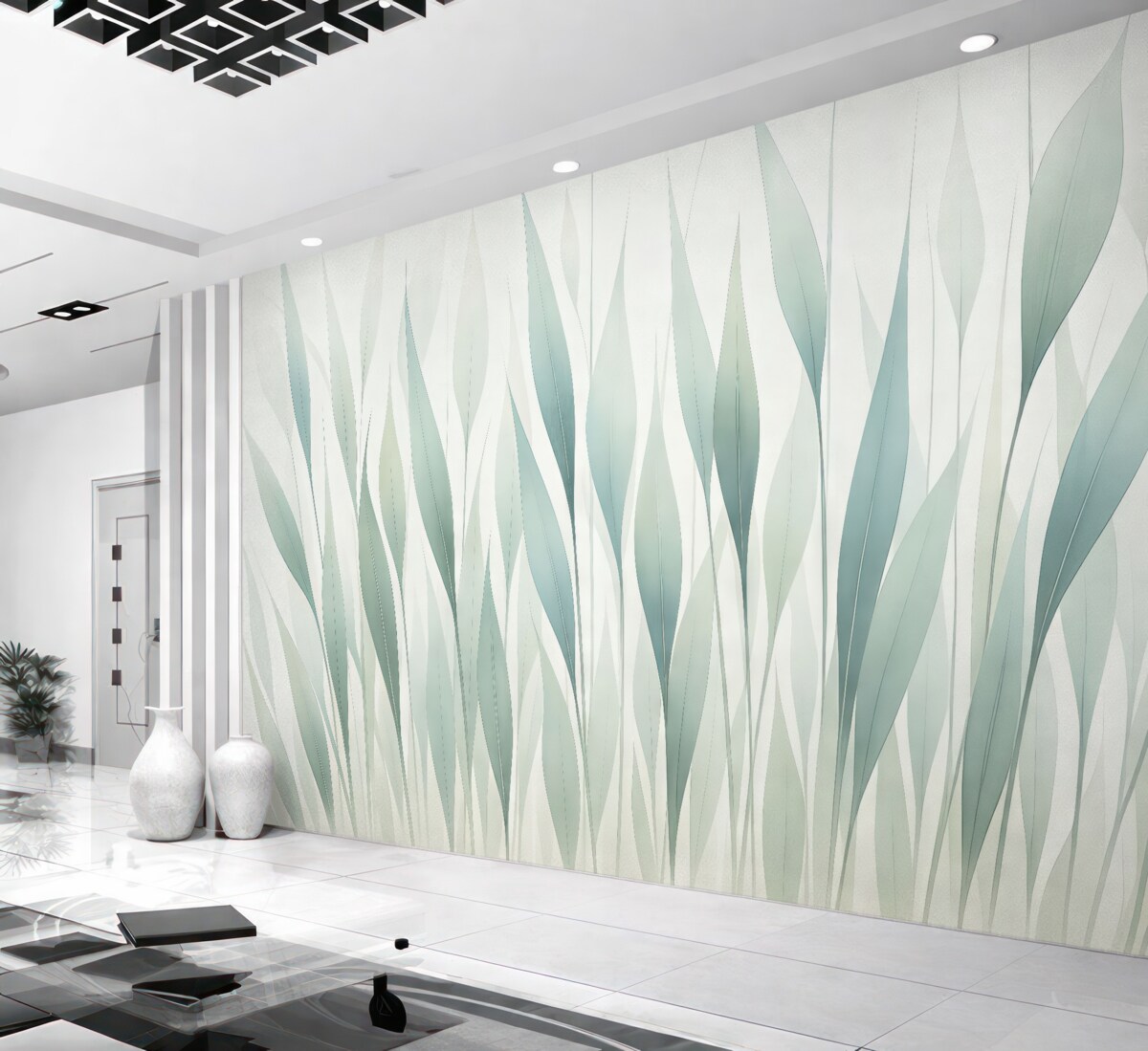 Fototapeta Przezroczyste liście w różnych odcieniach zieleni.