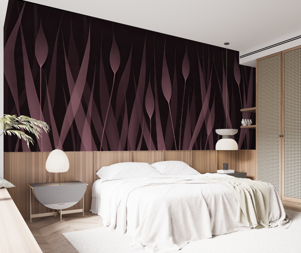 Fototapeta Subtelne różowe liście na ciemnej przestrzeni.