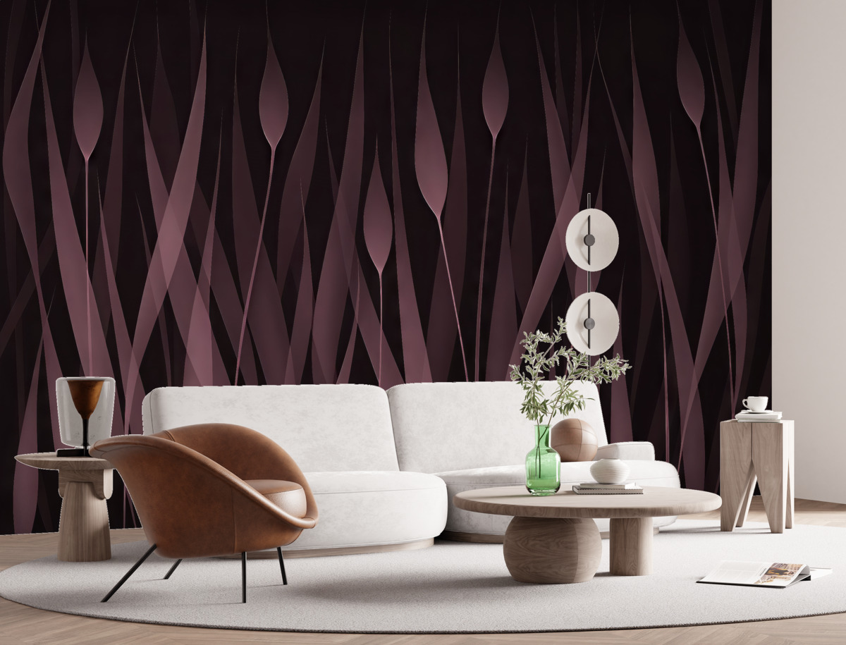 Fototapeta Subtelne różowe liście na ciemnej przestrzeni.