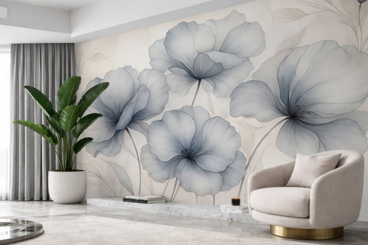 Fototapeta Abstrakcyjne rośliny na betonowej murze.