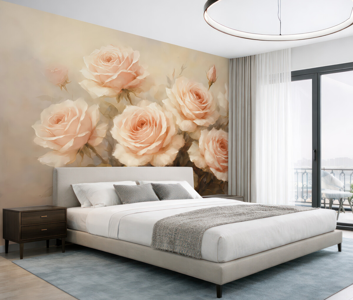 Fototapeta Obraz olejny naśladujący różowe róże.