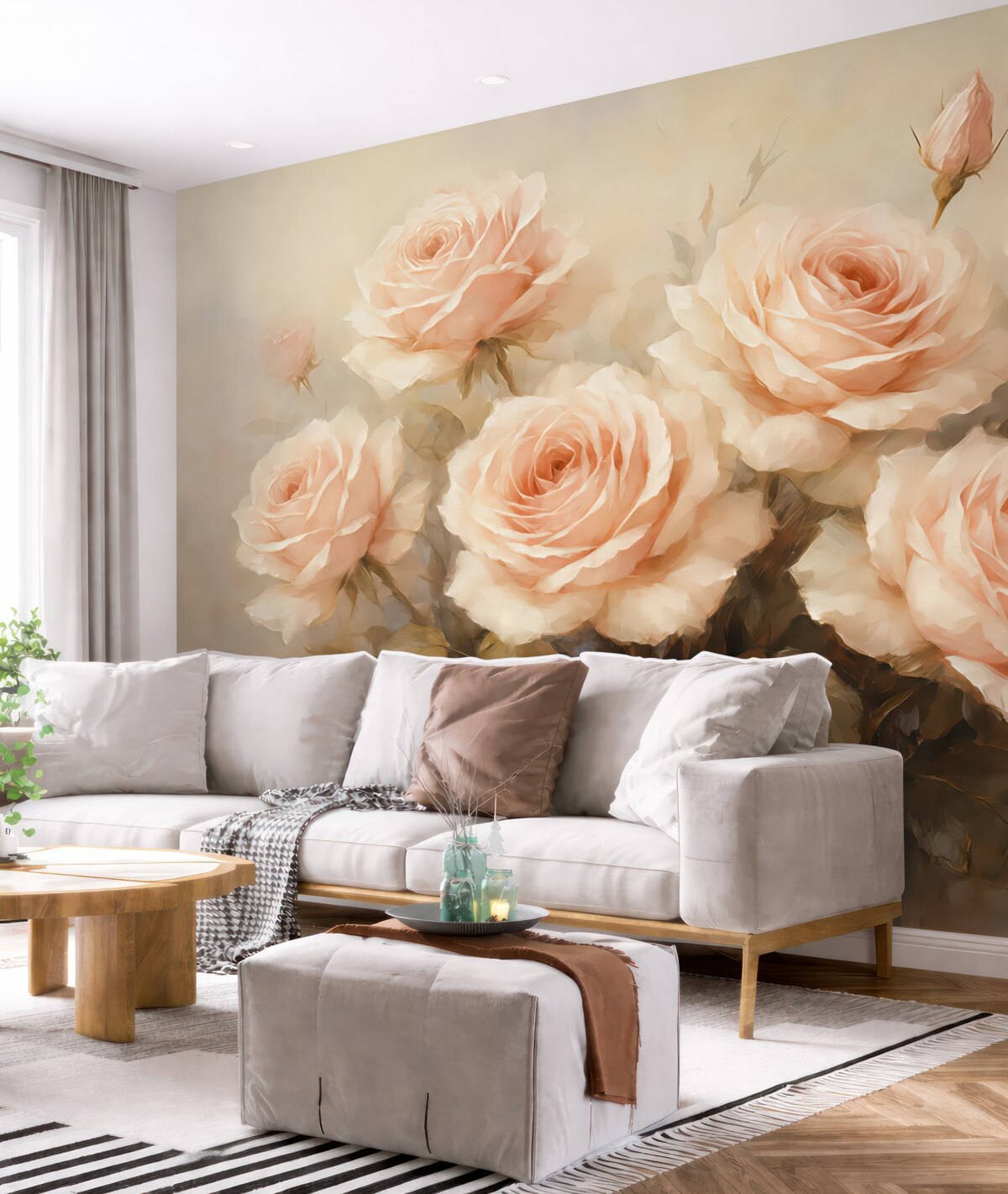 Fototapeta Obraz olejny naśladujący różowe róże.