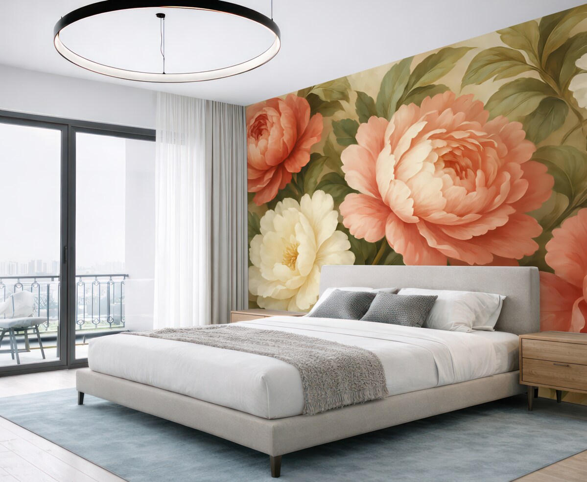 Fototapeta Różowe oraz białe piwonie.