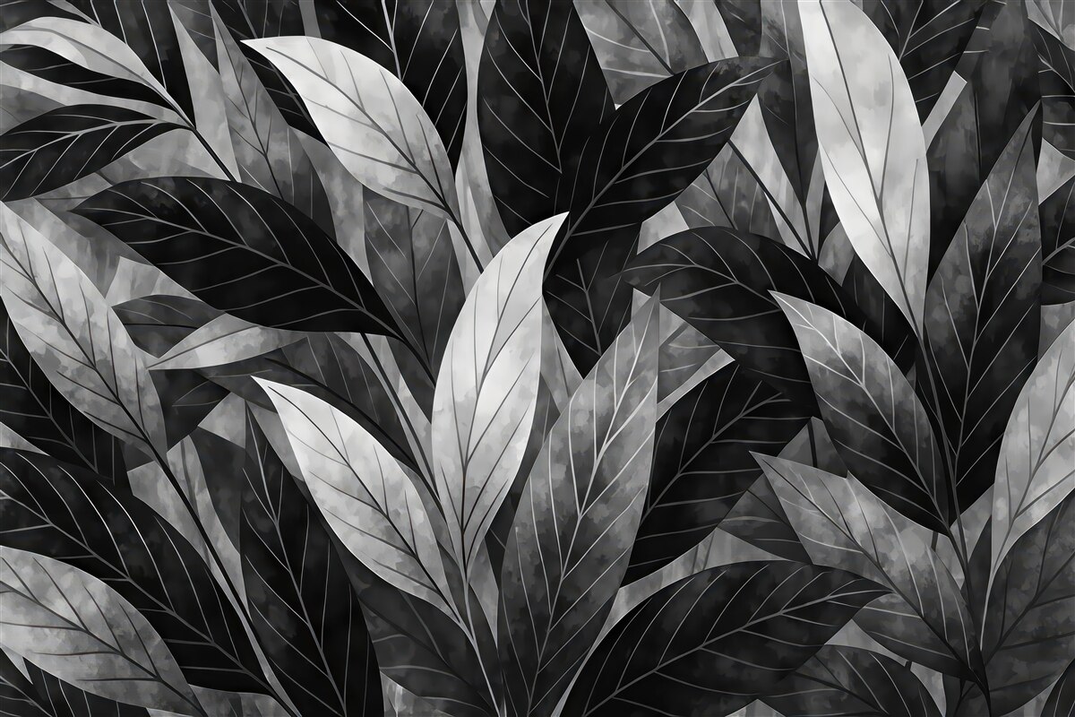 Fototapeta Liście w odcieniach czerni i bieli.