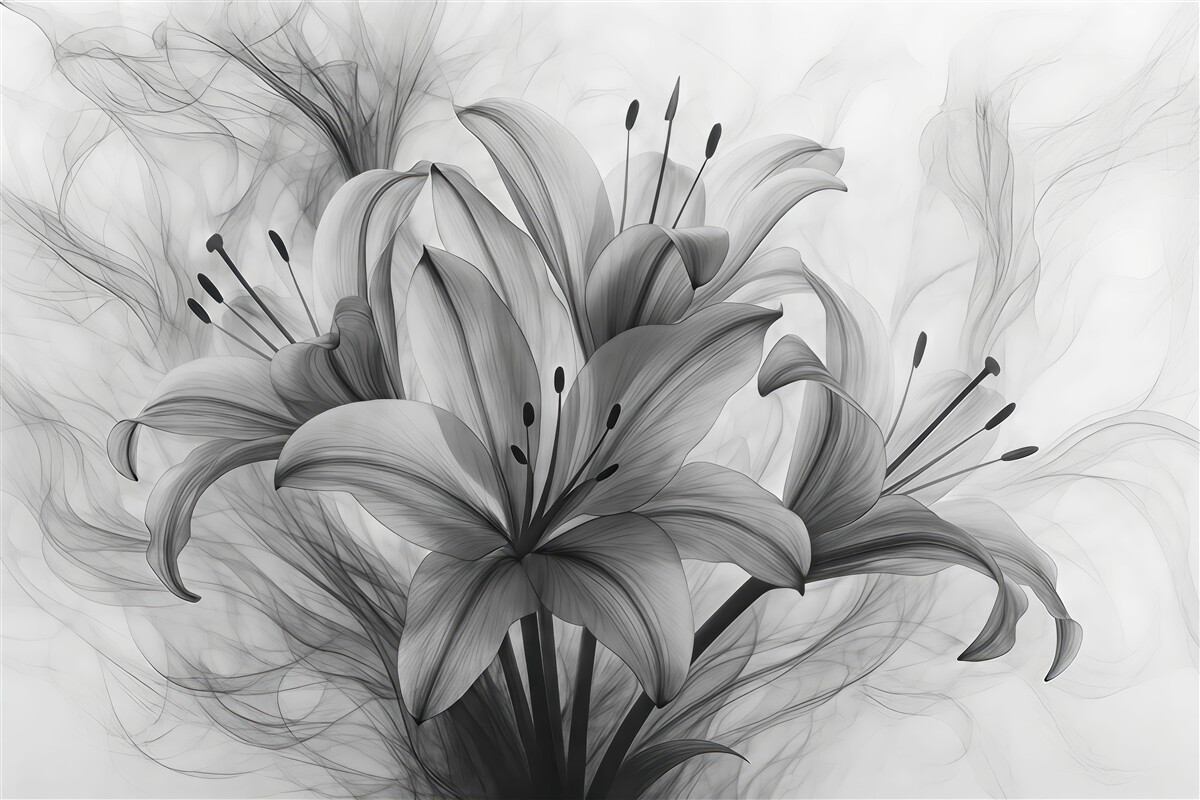 Fototapeta Kwiaty w odcieniach czerni i bieli.