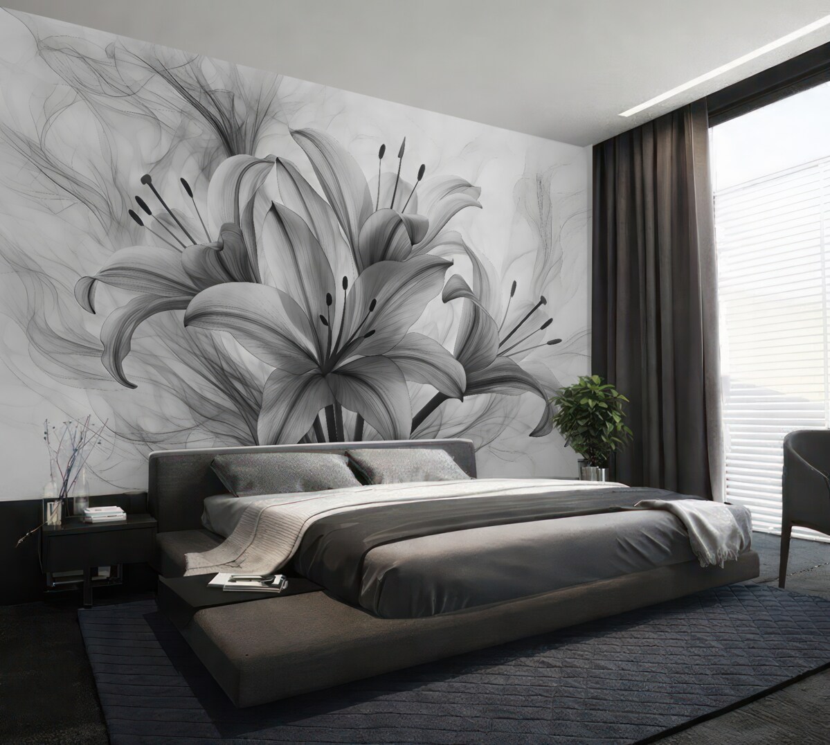 Fototapeta Kwiaty w odcieniach czerni i bieli.