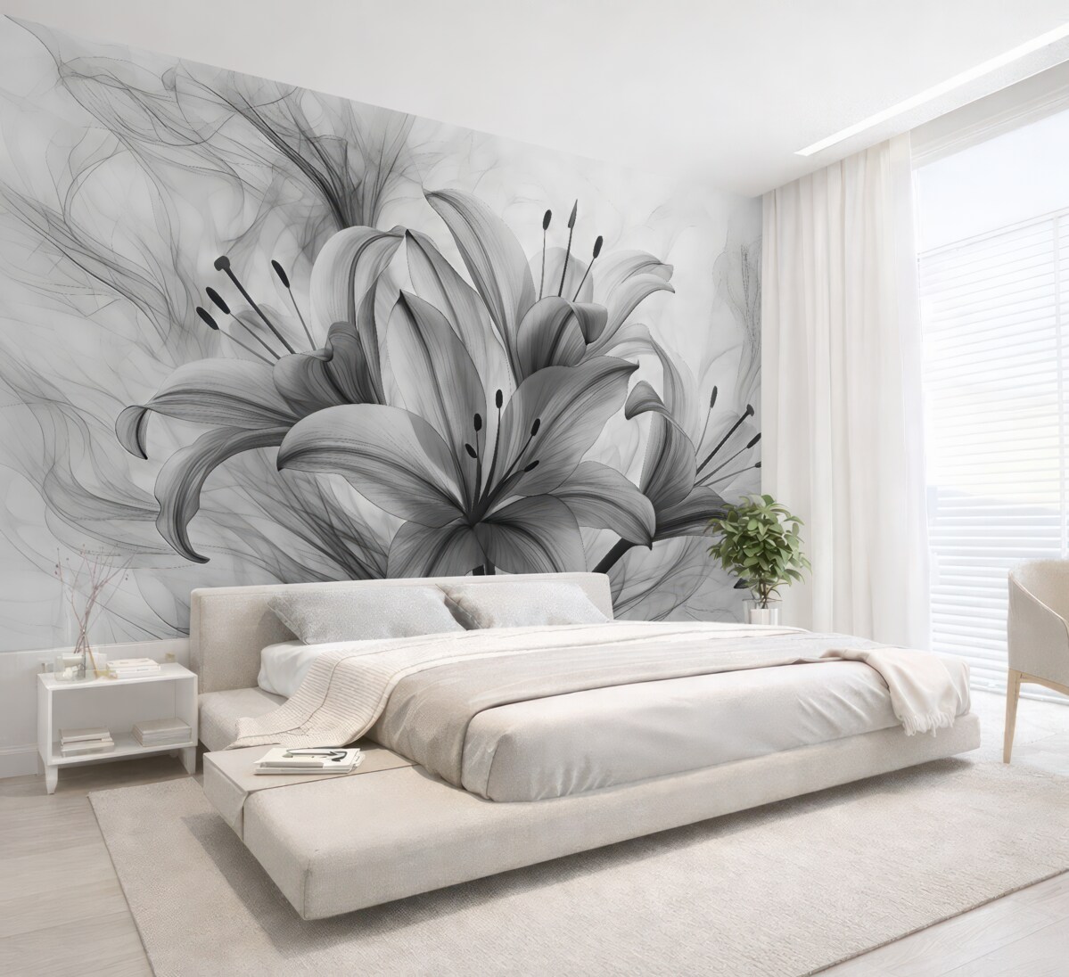 Fototapeta Kwiaty w odcieniach czerni i bieli.