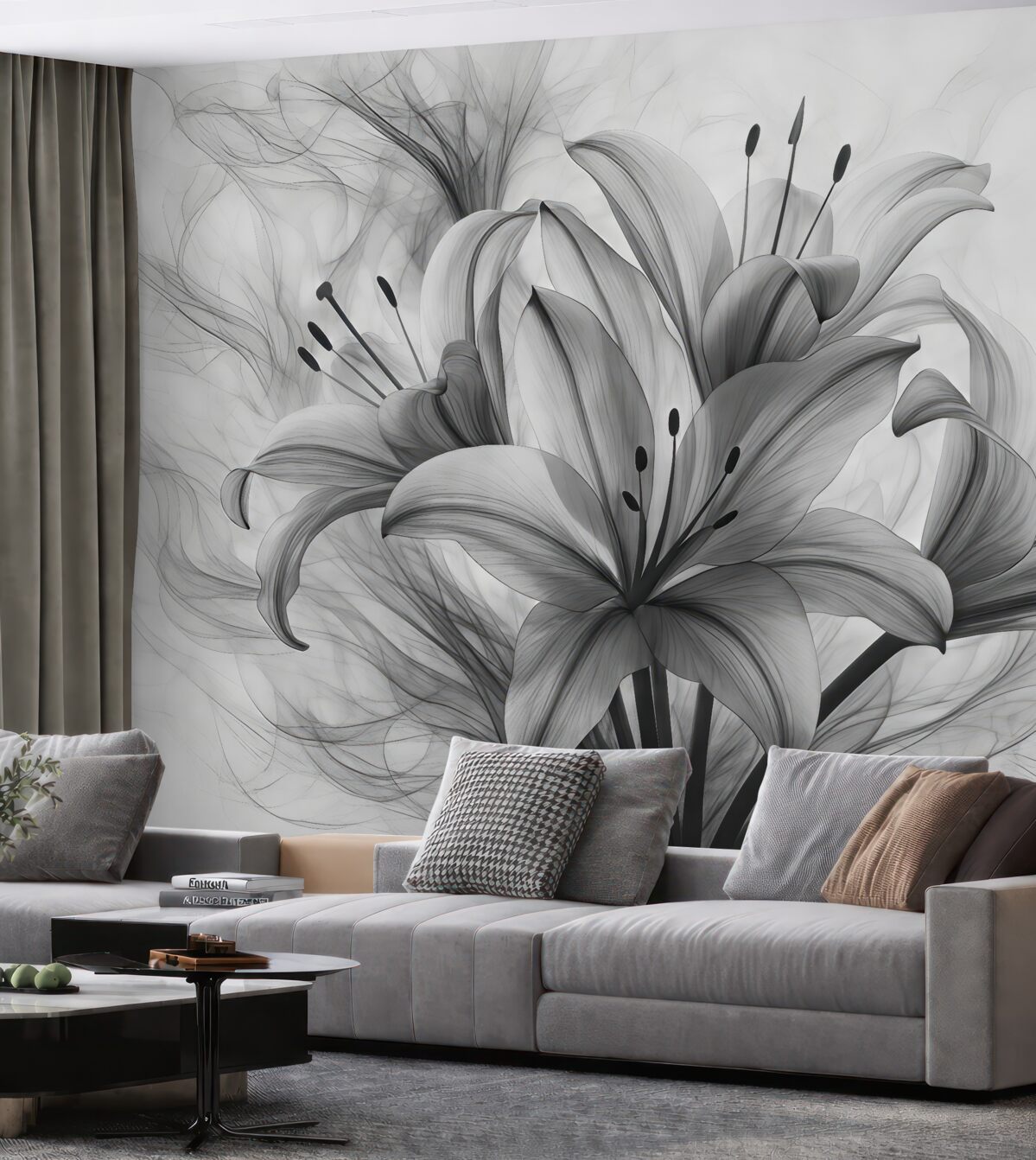 Fototapeta Kwiaty w odcieniach czerni i bieli.