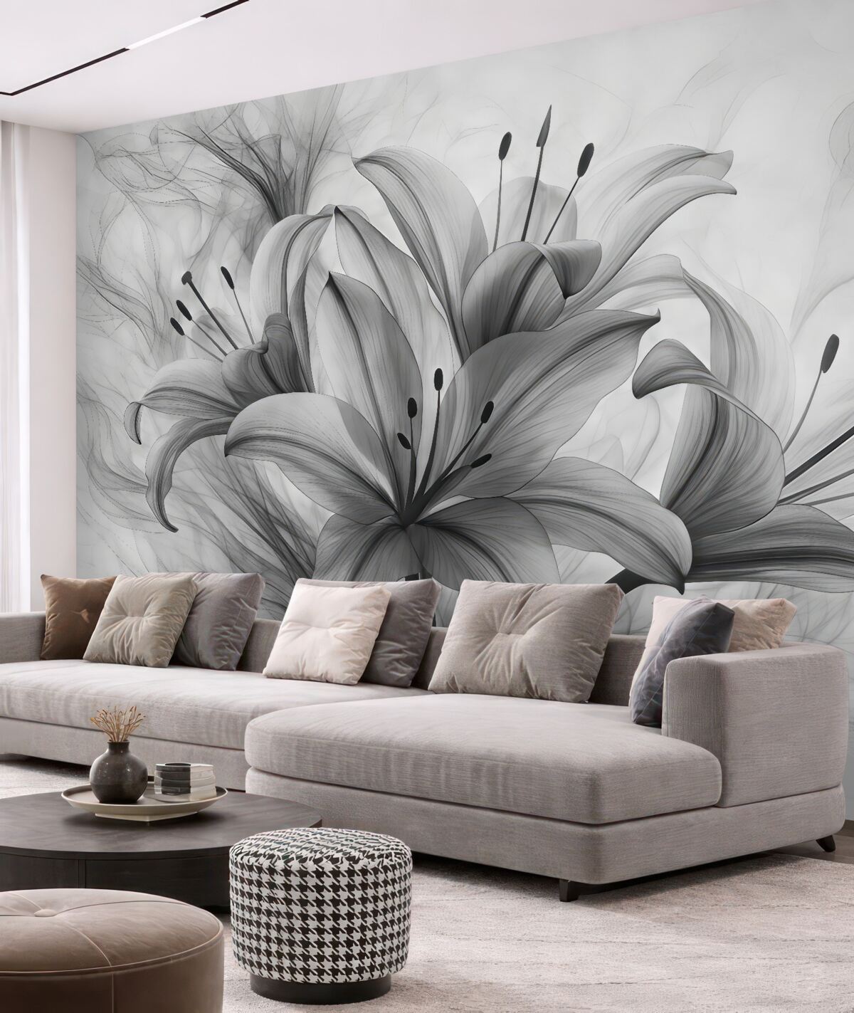 Fototapeta Kwiaty w odcieniach czerni i bieli.