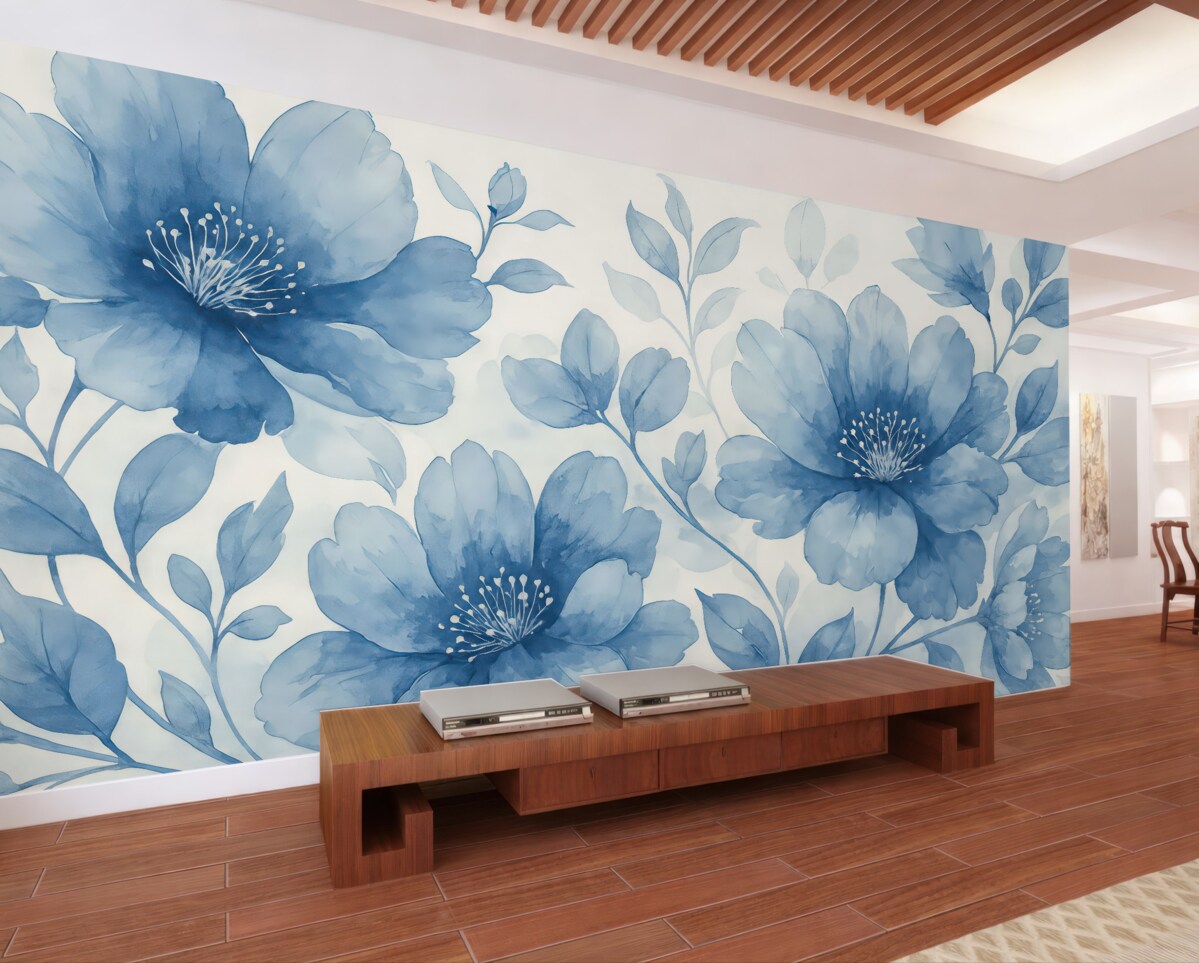 Fototapeta Kwiaty pomalowane na niebiesko.