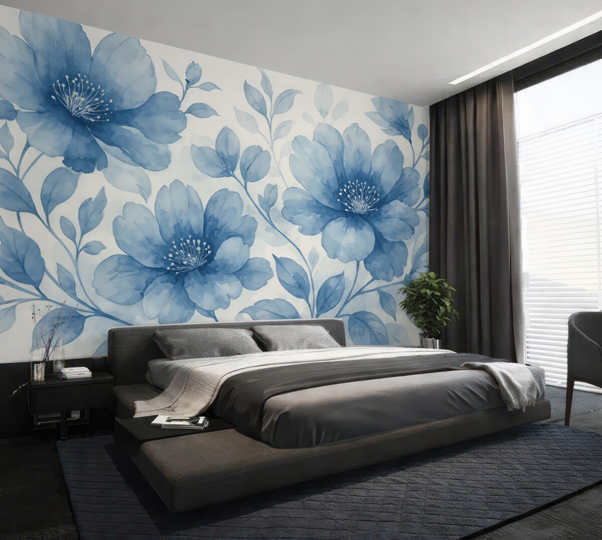 Fototapeta Kwiaty pomalowane na niebiesko.