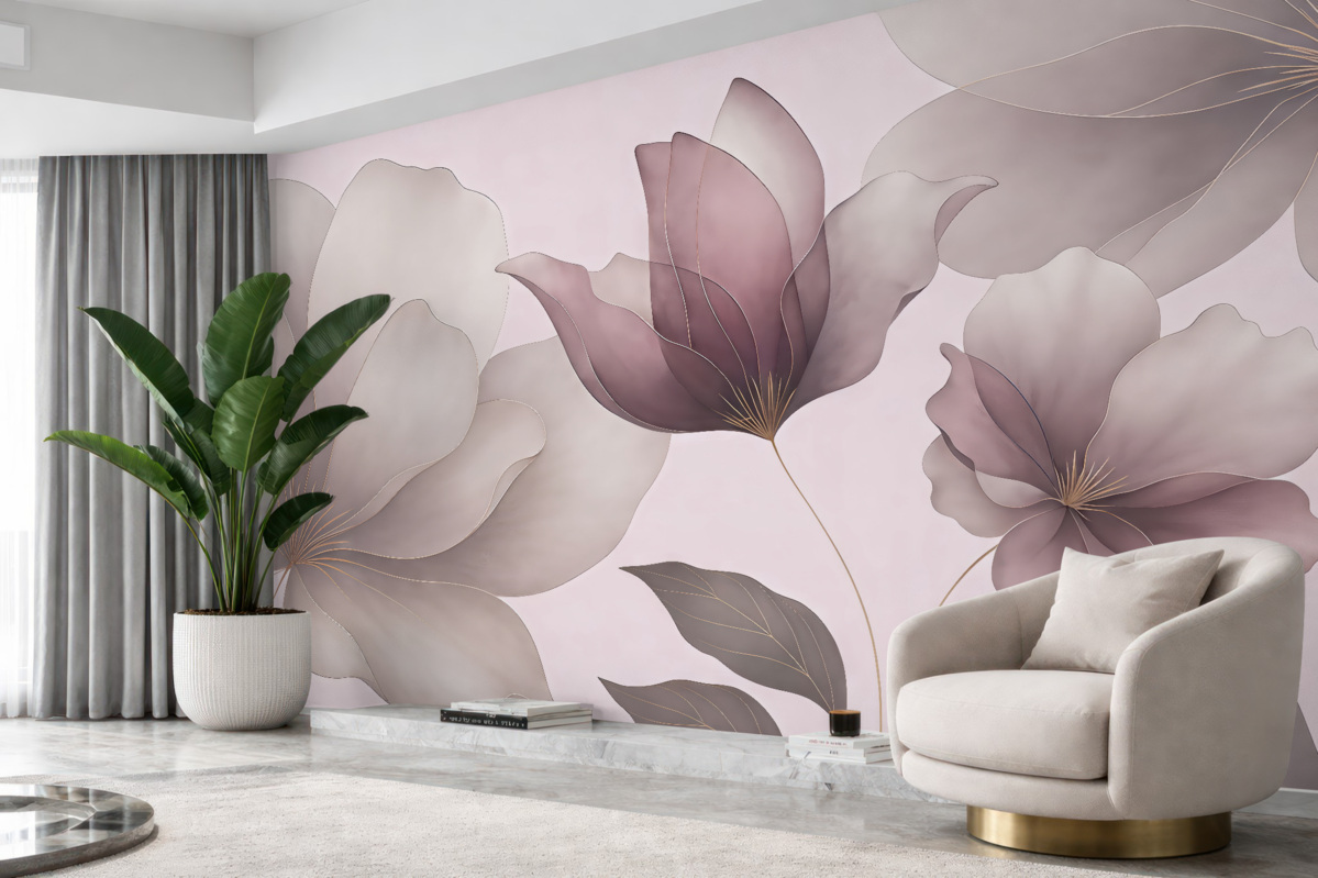 Fototapeta ogromne magnolie, purpurowe magnolie, subtelne kwiaty