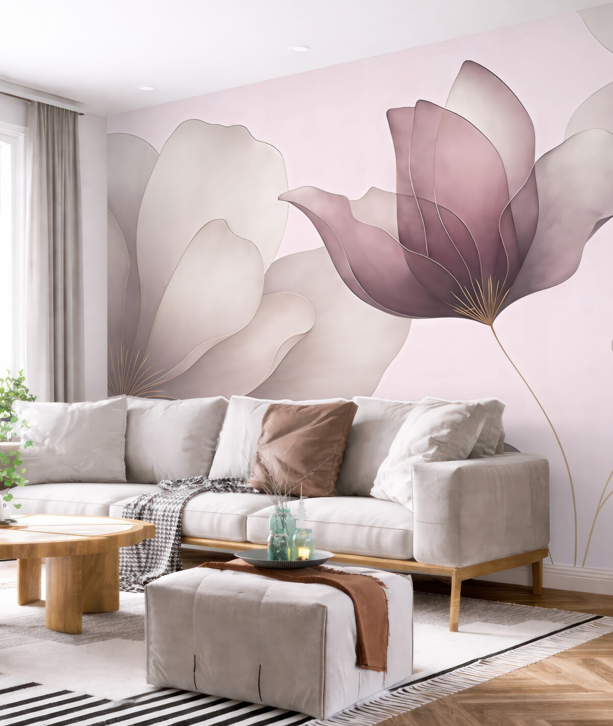 Fototapeta ogromne magnolie, purpurowe magnolie, subtelne kwiaty