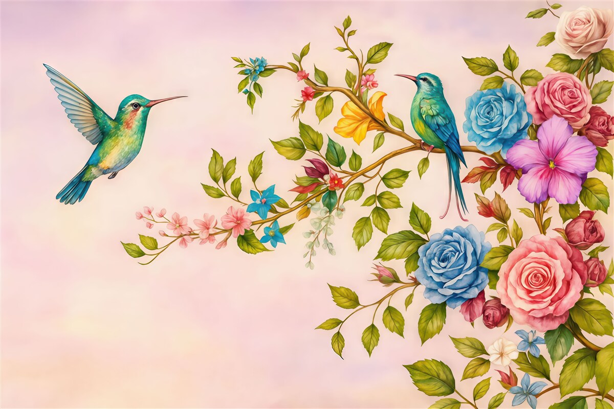 Fototapeta wielkie gałęzie z jasnymi kwiatami na różowej tle