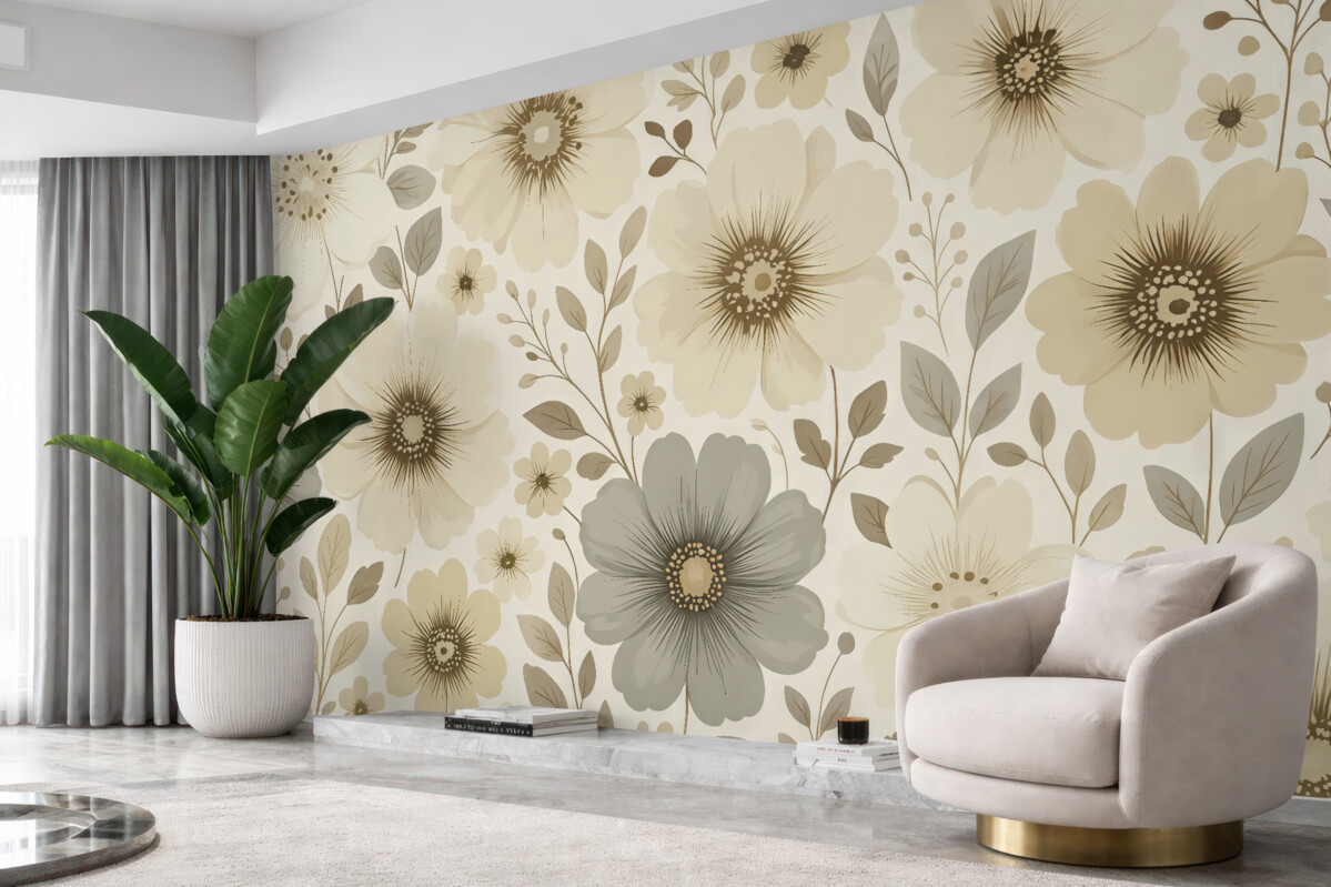 Fototapeta Kwiaty w odcieniach beżu i brązu.