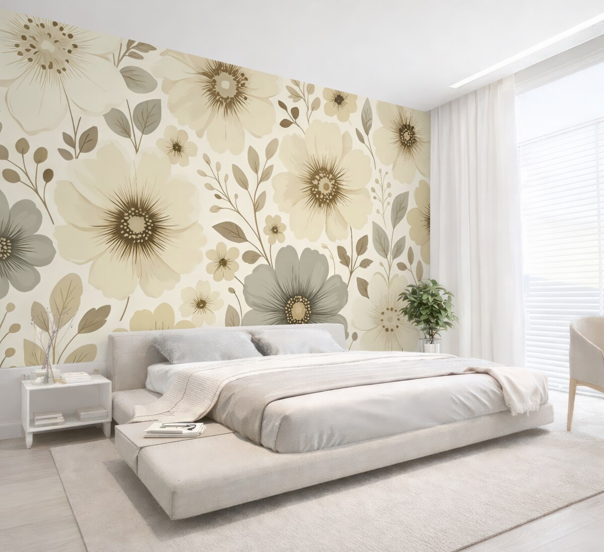 Fototapeta Kwiaty w odcieniach beżu i brązu.