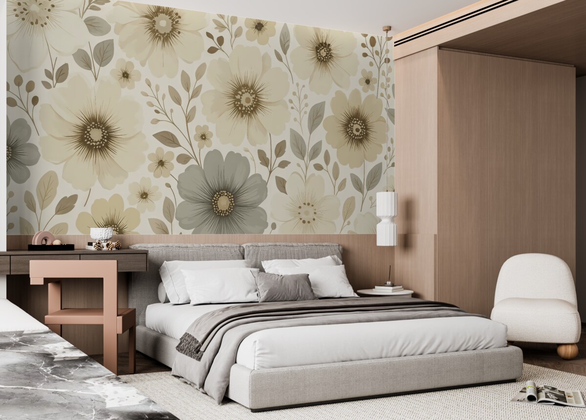 Fototapeta Kwiaty w odcieniach beżu i brązu.