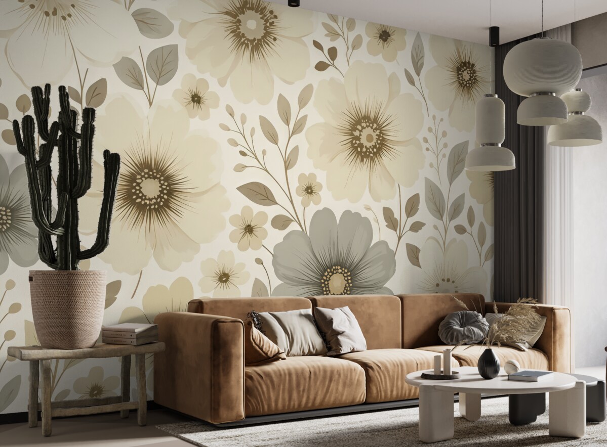 Fototapeta Kwiaty w odcieniach beżu i brązu.