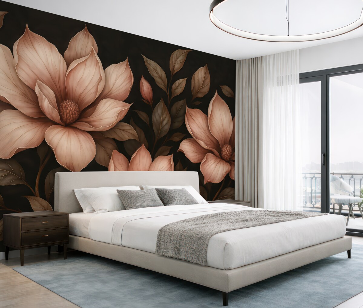 Fototapeta Kwiaty na ciemnym tle.